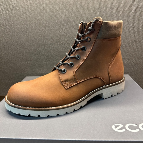 NIB! ECCO Men's Jamestown High-Cut Cognac Cocoa Brown Boot Size EU43/US9-9.5 - Picture 5 of 15